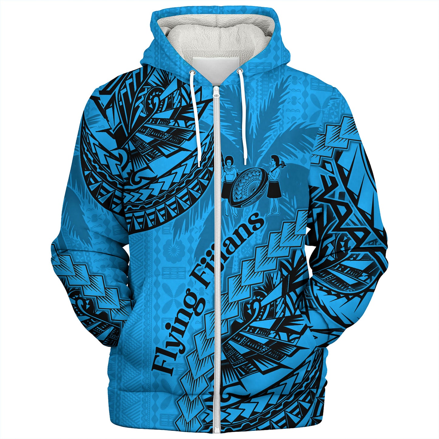Fiji Sherpa Hoodie Kaiviti Fiji Rugby Palm Tree