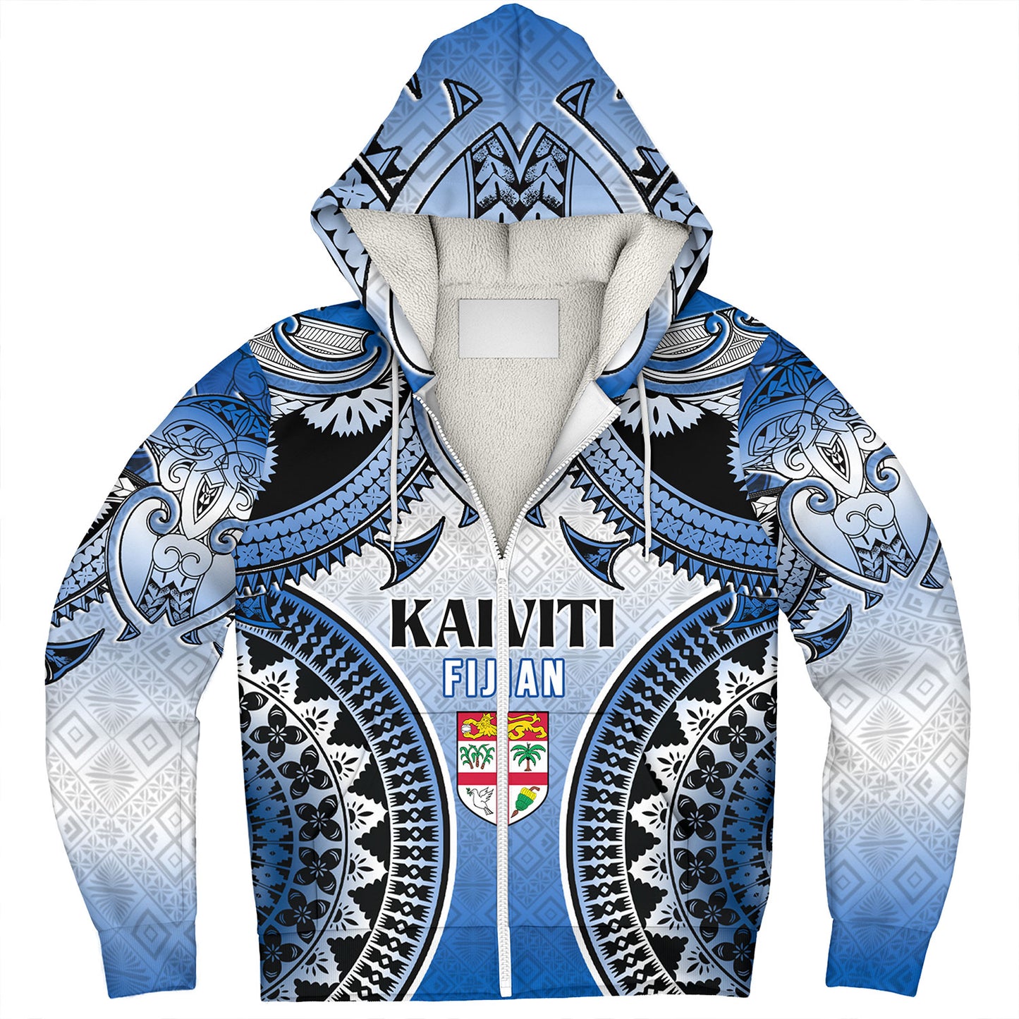 Fiji Sherpa Hoodie Kaiviti Kesakesa Fiji Tapa Design