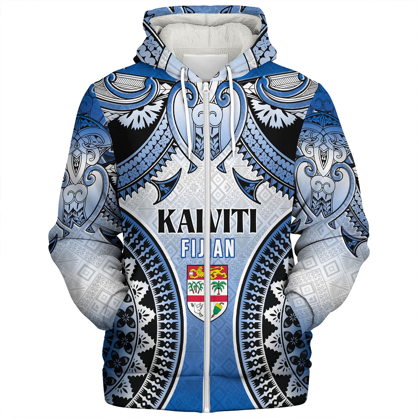 Fiji Sherpa Hoodie Kaiviti Kesakesa Fiji Tapa Design