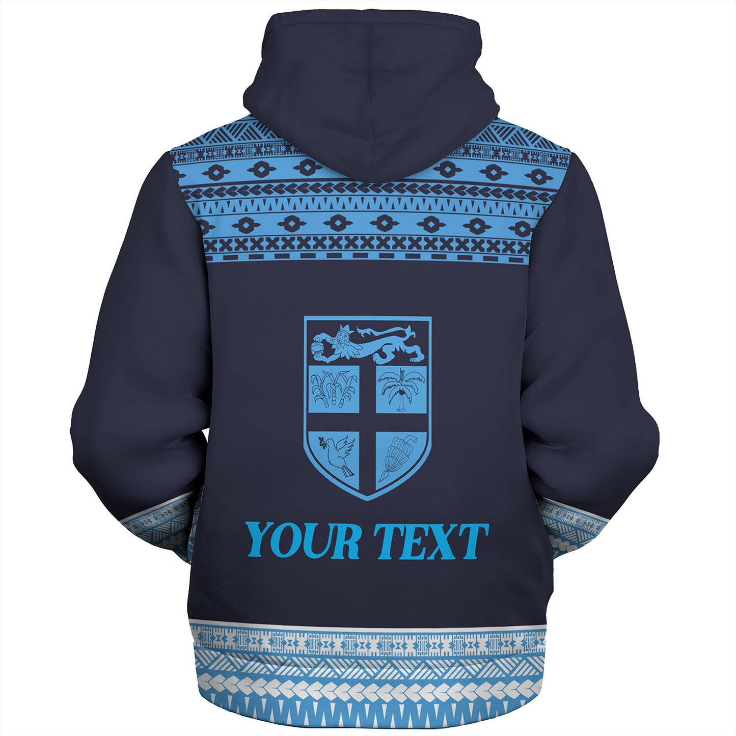 Fiji Sherpa Hoodie Custom Rugby Flying Fijian Makare And Tapa Design