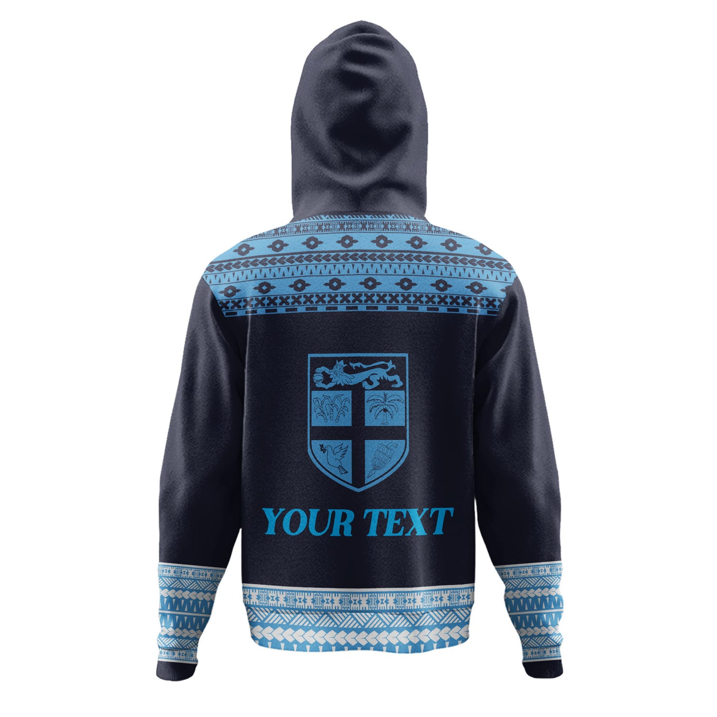 Fiji Hoodie Custom Rugby Flying Fijian Makare And Tapa Design