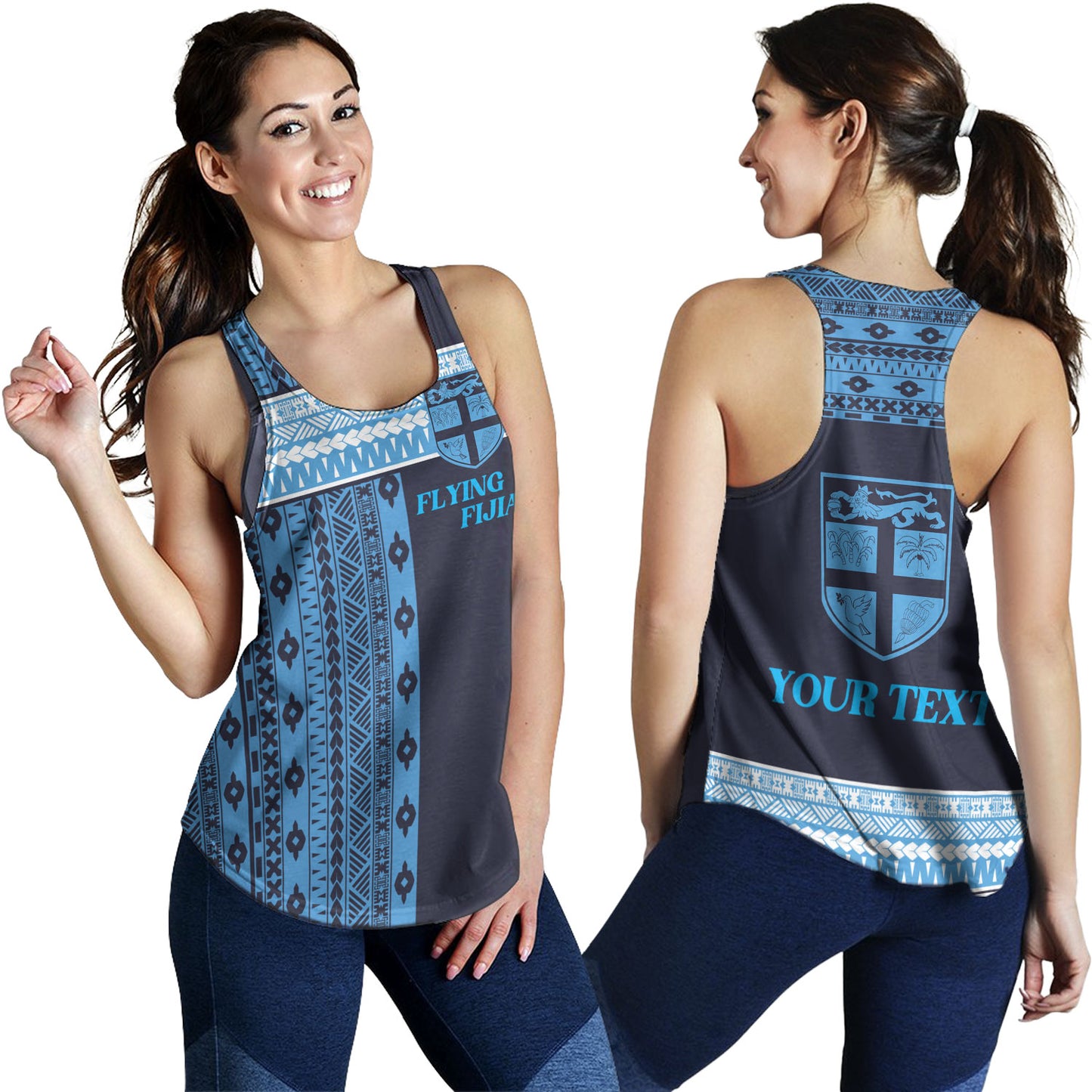 Fiji Women Tank Custom Rugby Flying Fijian Makare And Tapa Design