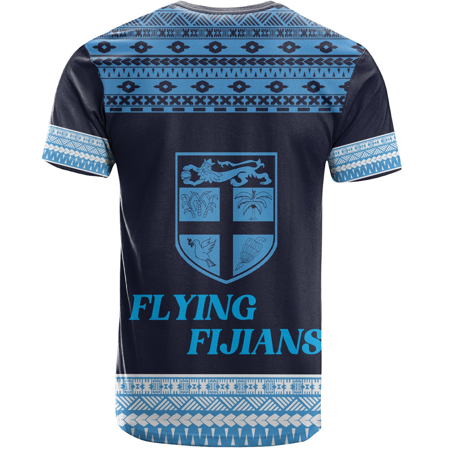 Fiji T-Shirt Custom Rugby Flying Fijian Makare And Tapa Design
