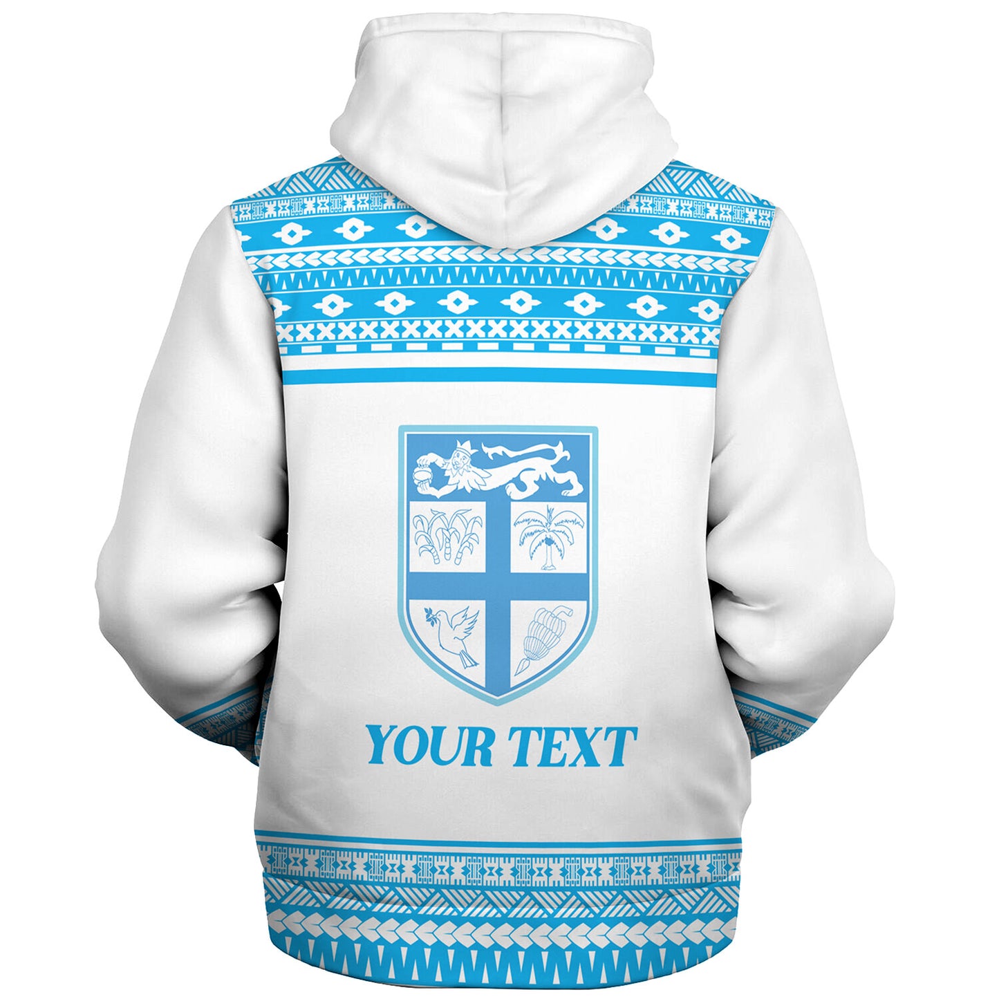 Fiji Sherpa Hoodie Custom Rugby Flying Fijian Makare And Tapa Design