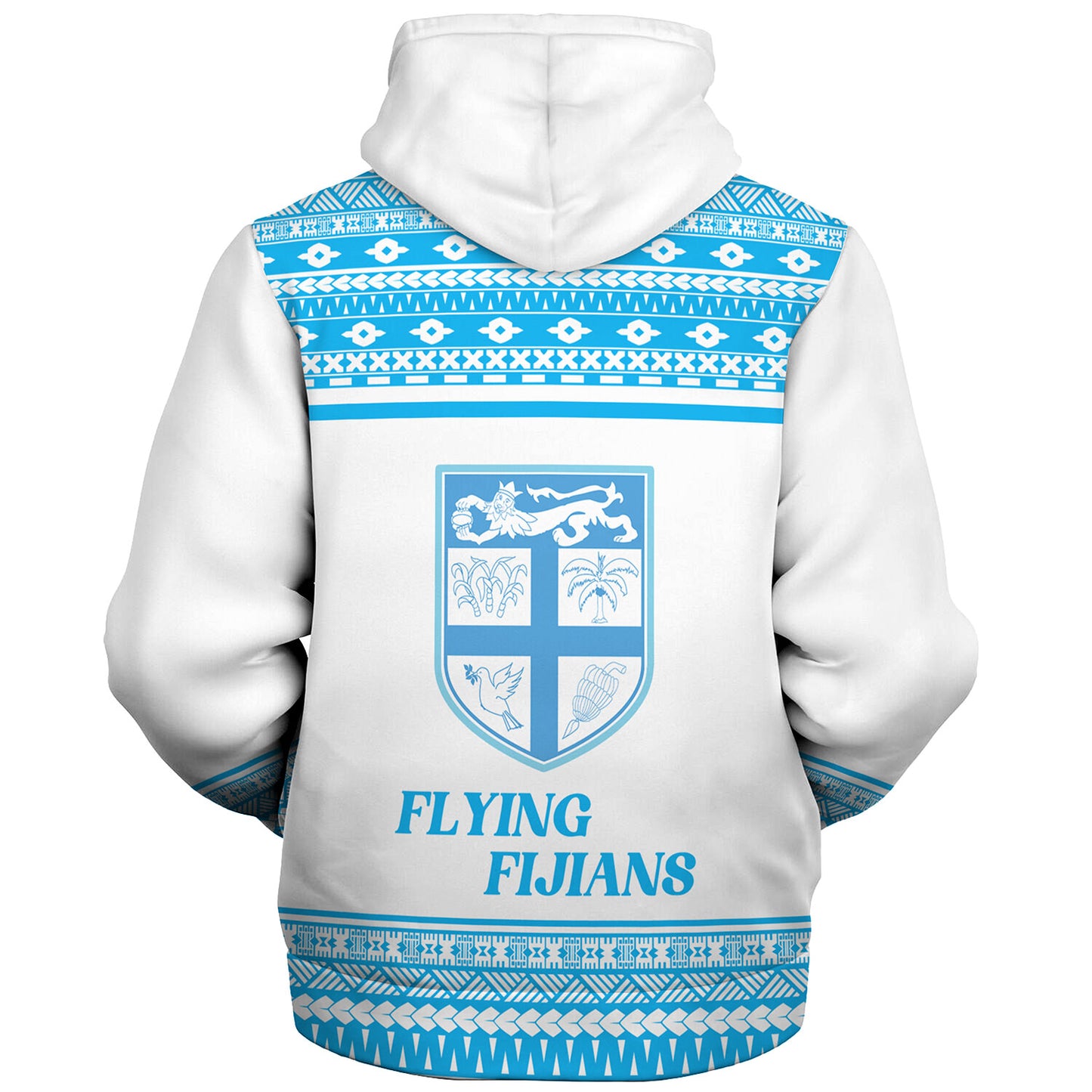 Fiji Sherpa Hoodie Custom Rugby Flying Fijian Makare And Tapa Design