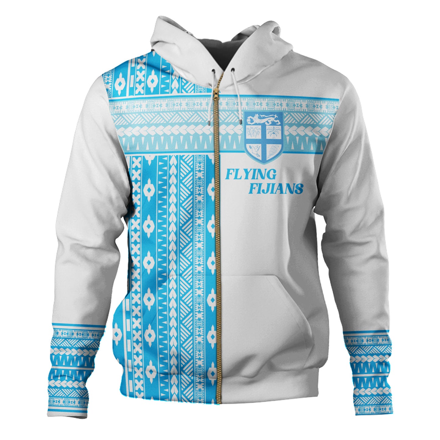 Fiji Hoodie Custom Rugby Flying Fijian Makare And Tapa Design