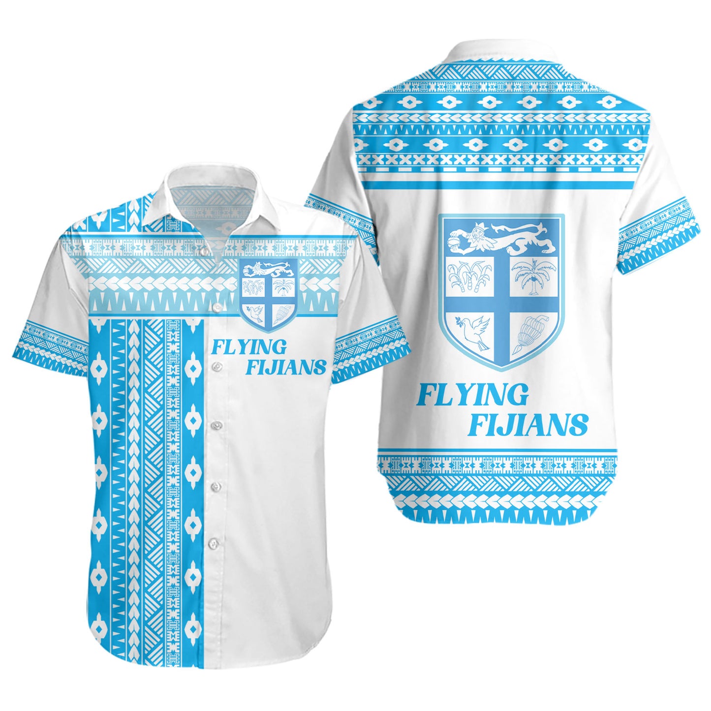 Fiji Short Sleeve Shirt Custom Rugby Flying Fijian Makare And Tapa Design