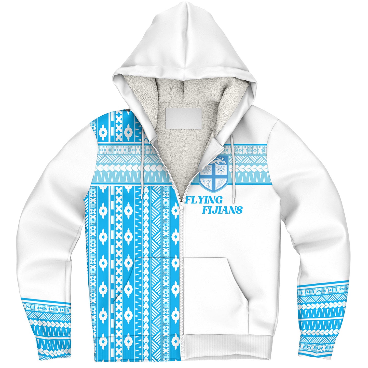 Fiji Sherpa Hoodie Custom Rugby Flying Fijian Makare And Tapa Design