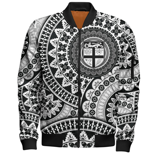 Fiji Bomber Jacket Bula Fijian Circle Pattern Design