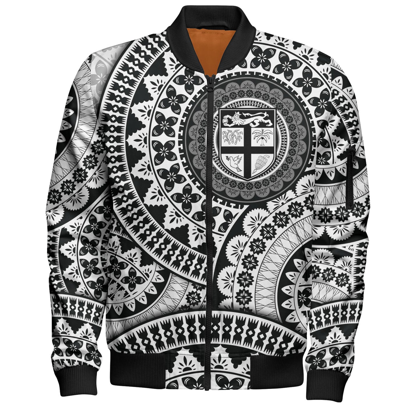 Fiji Bomber Jacket Bula Fijian Circle Pattern Design