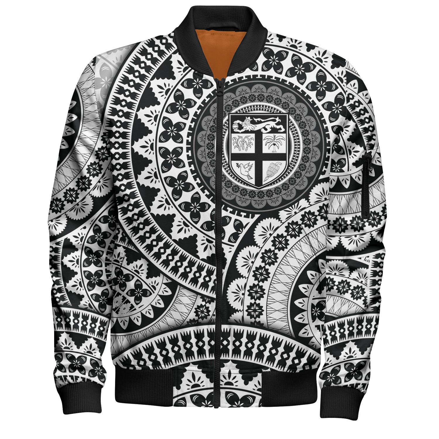 Fiji Bomber Jacket Bula Fijian Circle Pattern Design
