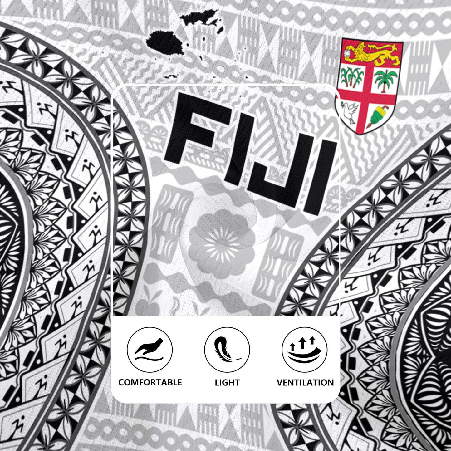 Fiji Custom Personalised Rugby Jersey Seal With Map Fijian Tapa Patterns
