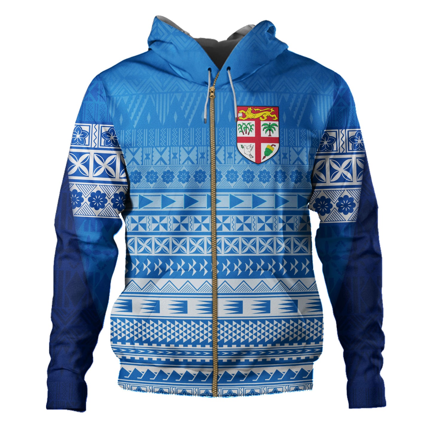 Fiji Custom Personalised Hoodie Tapa Fijian Seamless Pattern