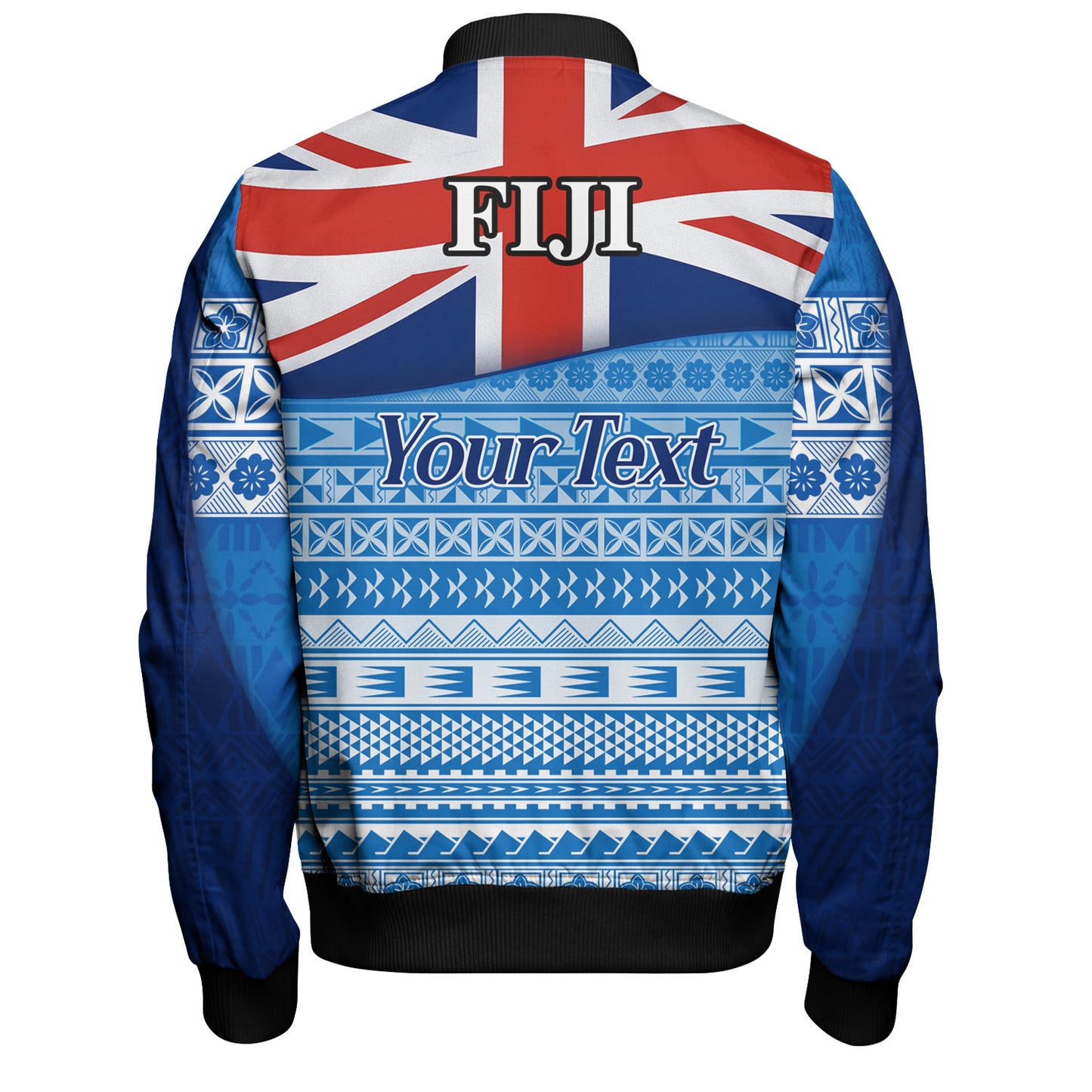 Fiji Custom Personalised Bomber Jacket Tapa Fijian Seamless Pattern