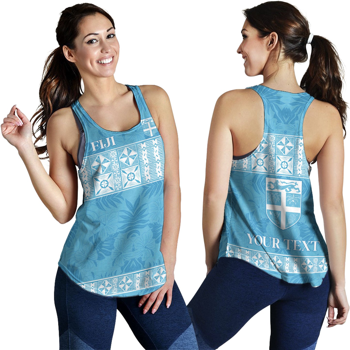 Fiji Women Tank Custom Traditional Fijian Masi Pink Color