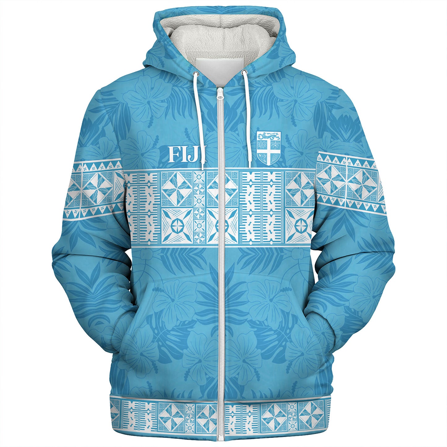 Fiji Sherpa Hoodie Custom Traditional Fijian Masi Pink Color