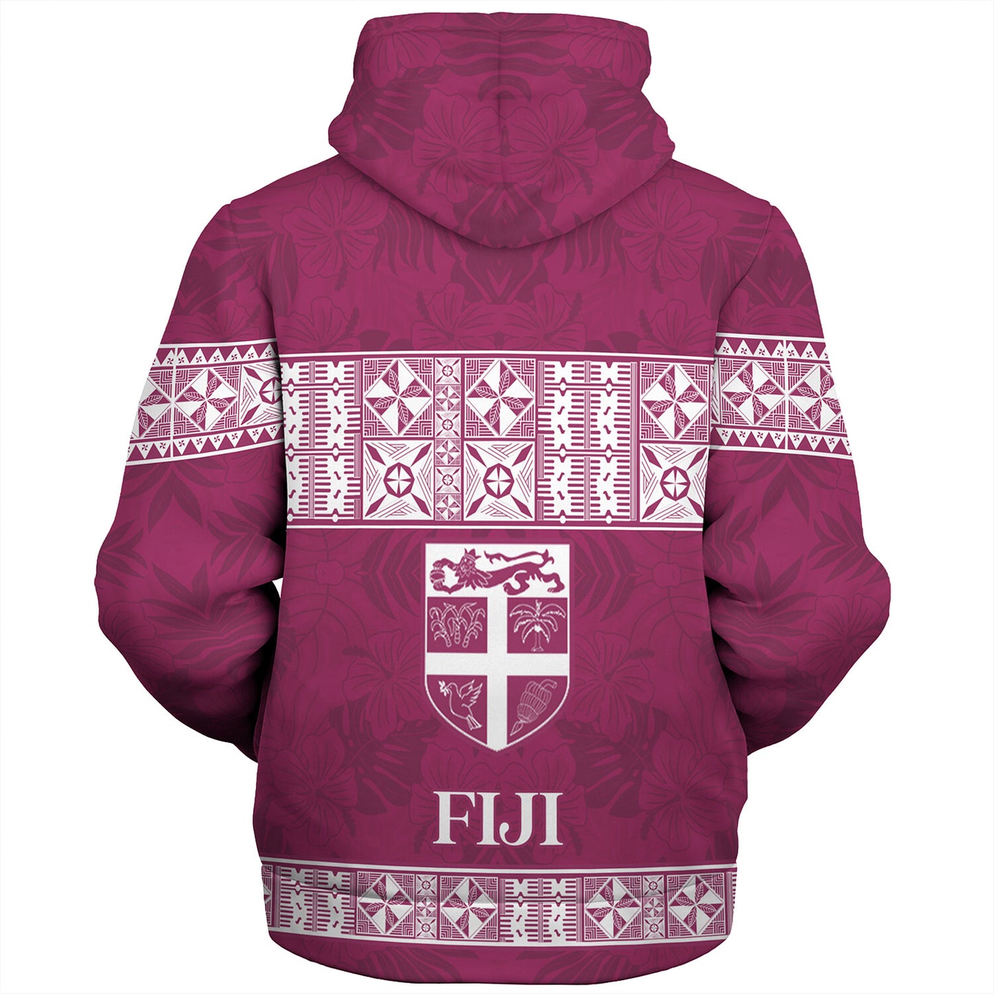 Fiji Sherpa Hoodie Custom Traditional Fijian Masi Pink Color
