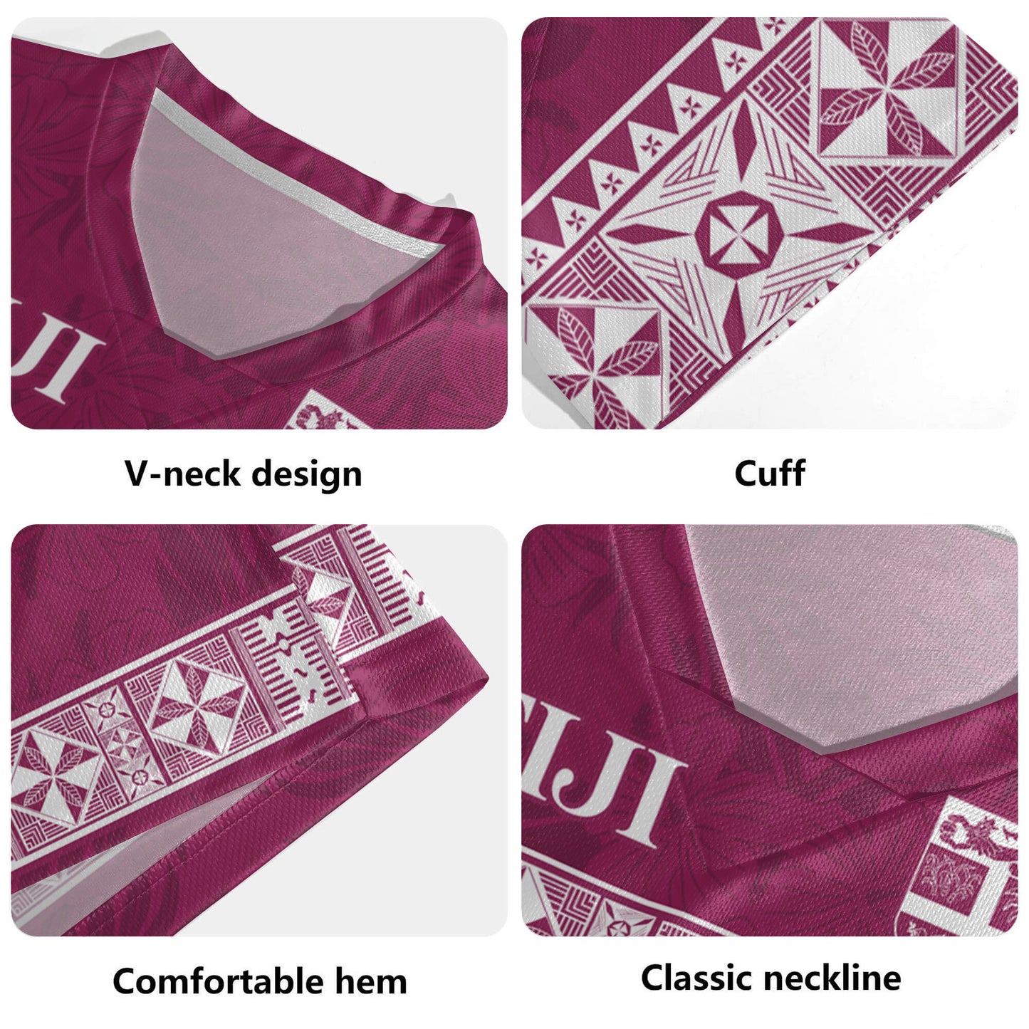 Fiji Rugby Jersey Custom Traditional Fijian Masi Pink Color