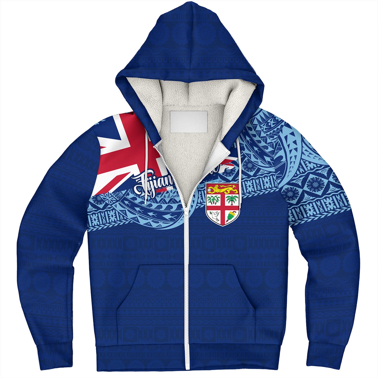 Fiji Sherpa Hoodie - Custom Fijian Pride Masi Patterns