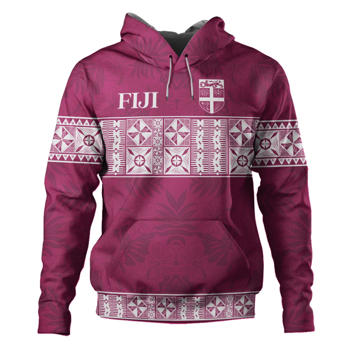 Fiji Hoodie Custom Traditional Fijian Masi Pink Color