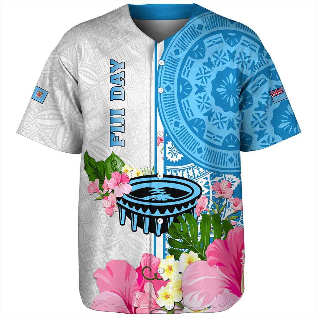 Fiji Baseball Shirt Fiji Day Tanoa Hibiscus Fijian Tapa Masi Pattern