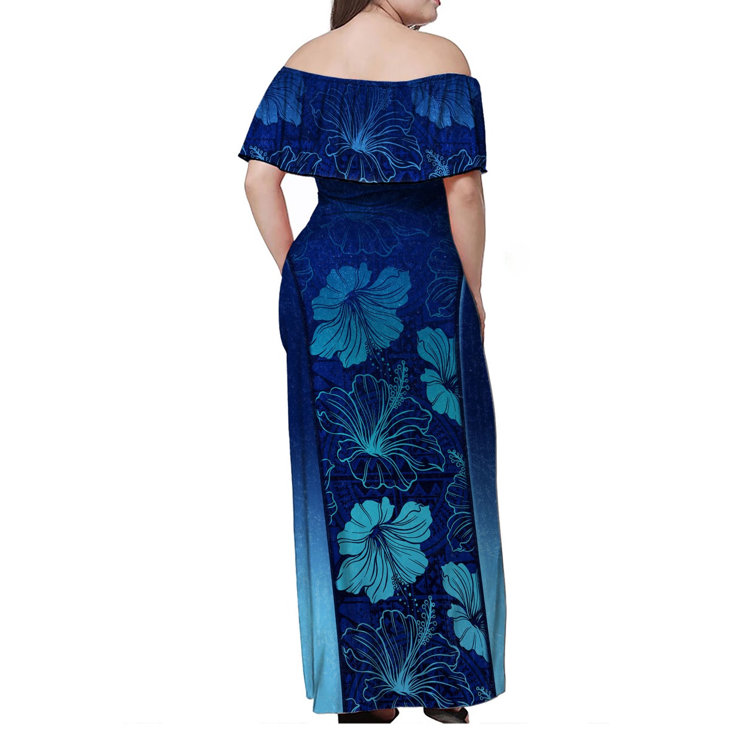 Fiji Off Shoulder Long Dresses Fijian Traditional Patterns Hibiscus Flowers