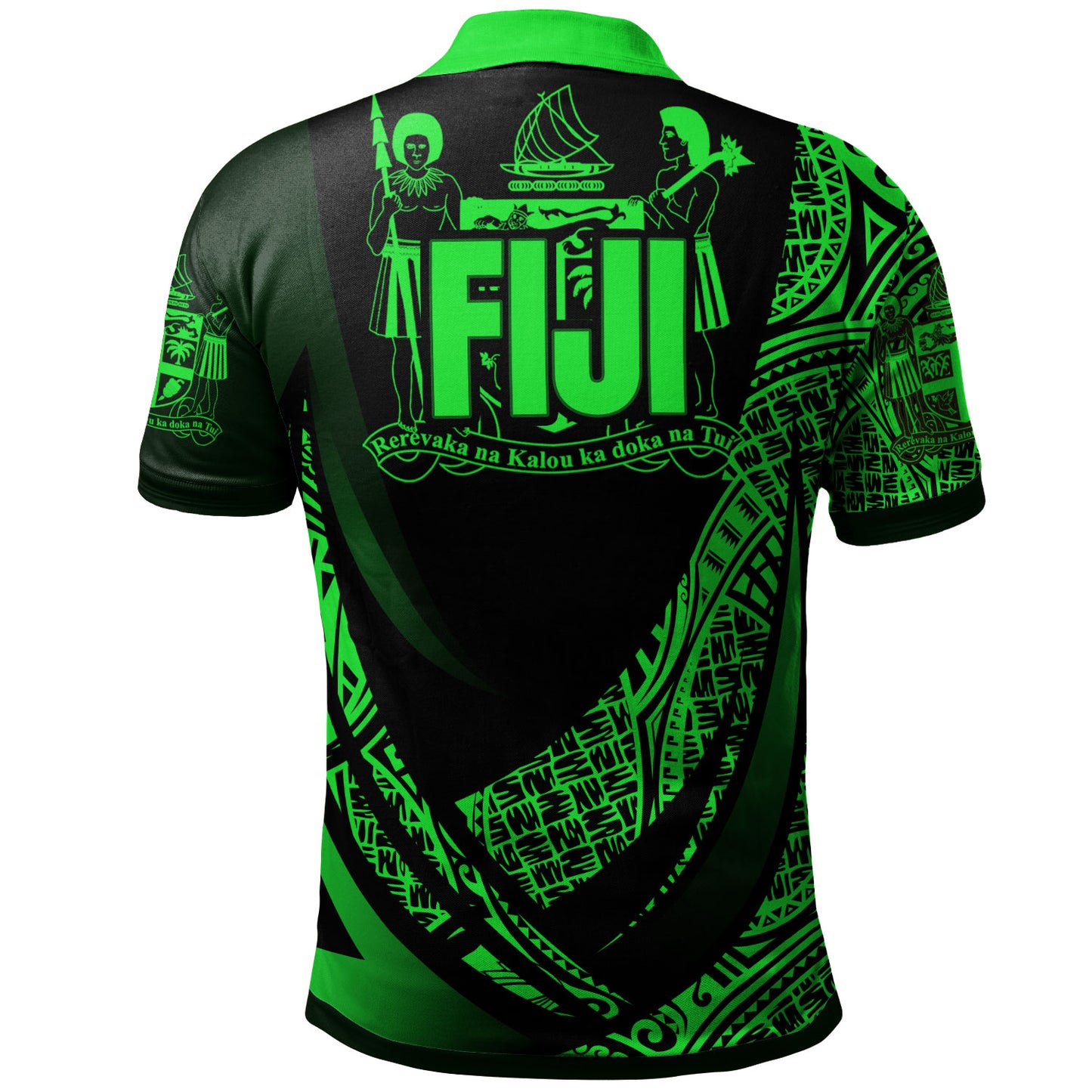 Fiji Polo Shirt - Green Polynesian Patterns Sport Style