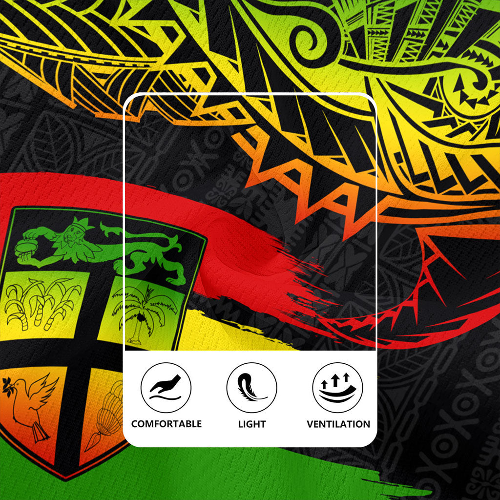 Fiji Rugby Jersey Tribal Melanesia Grunge Reggae
