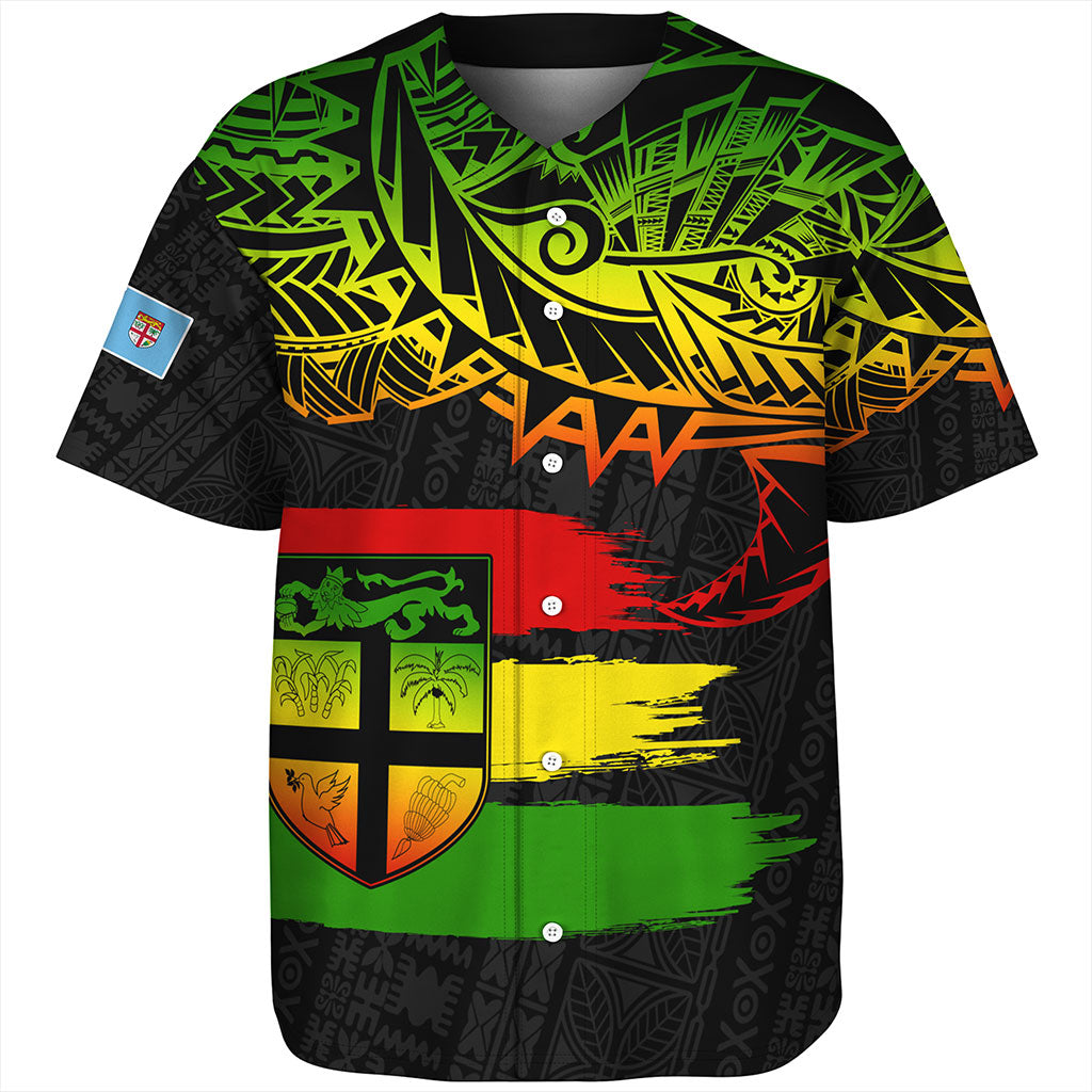 Fiji Baseball Shirt Tribal Melanesia Grunge Reggae