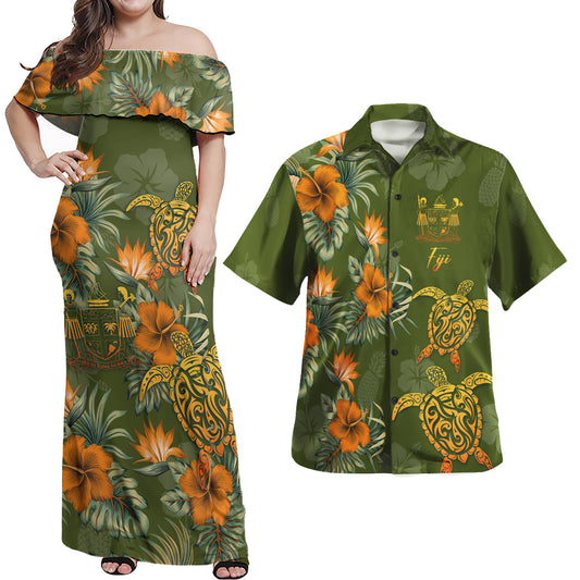 Fiji Polynesian Pattern Combo Dress And Shirt Tropical Summer