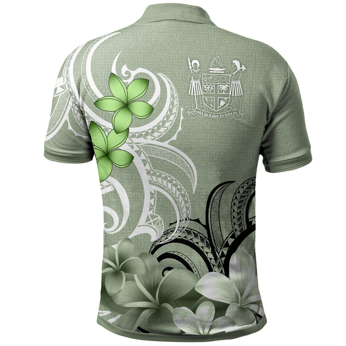 Fiji Polo Shirt Custom Personalised Floral Spirit Sage Green