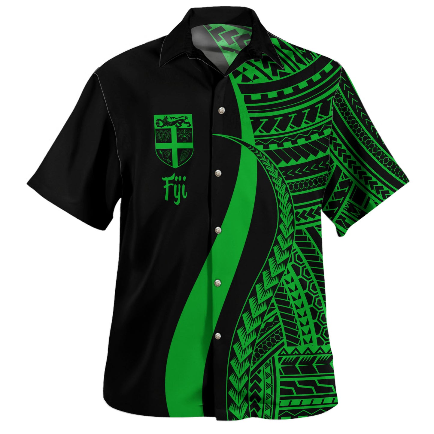 Fiji Combo Dress And Shirt - Polynesian Tentacle Tribal Pattern Green