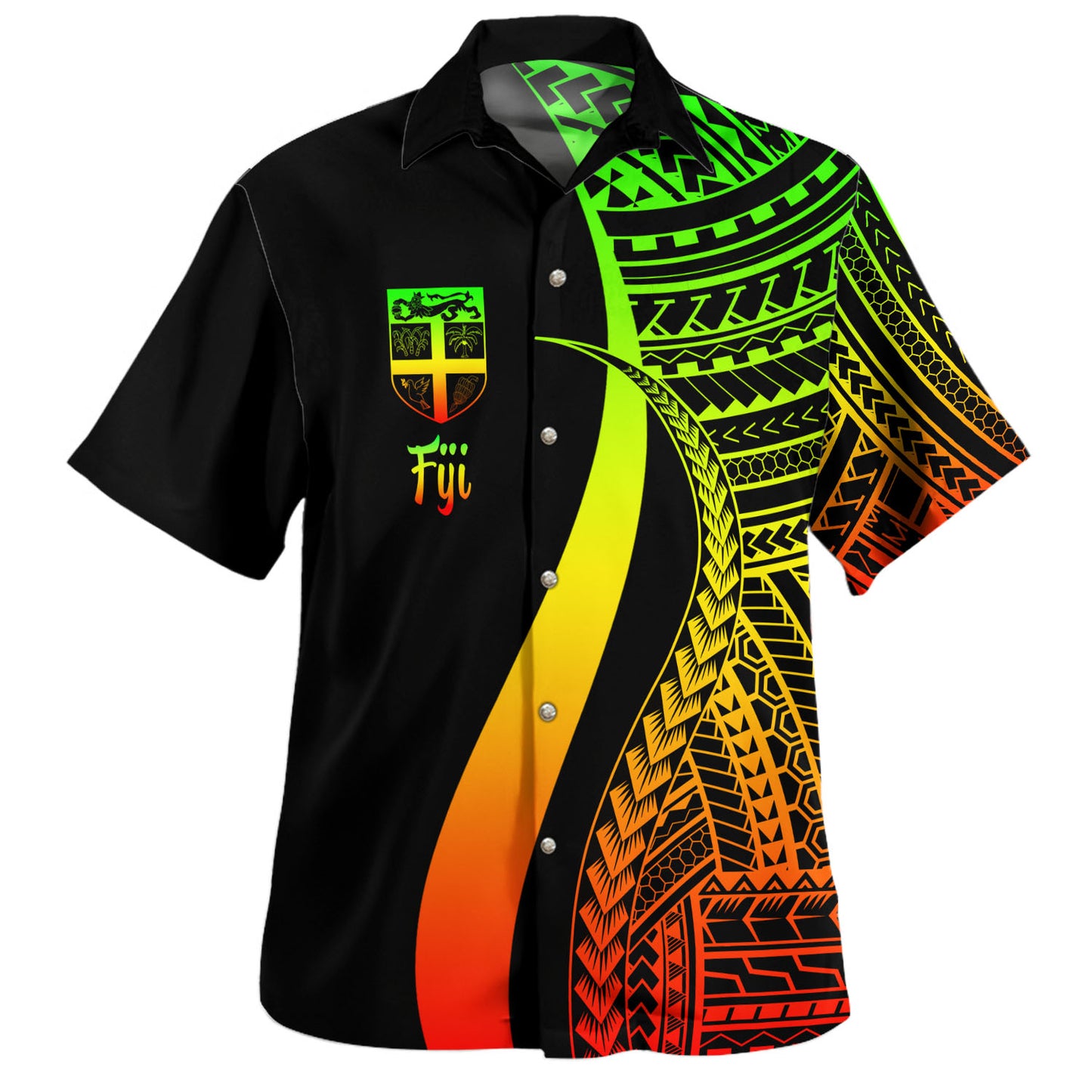 Fiji Custom Personalised Hawaiian Shirt Polynesian Tentacle Tribal Pattern