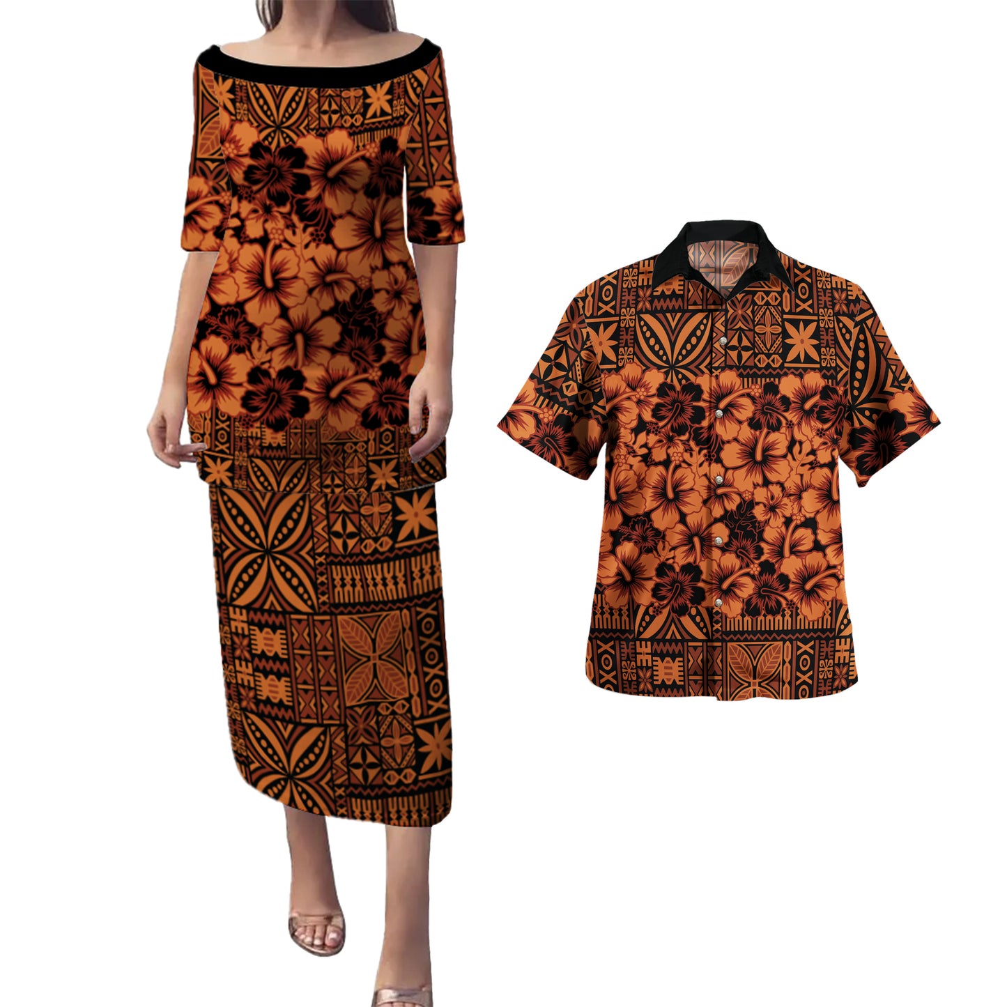 Fiji Combo Puletasi And Shirt Hibiscus Festival