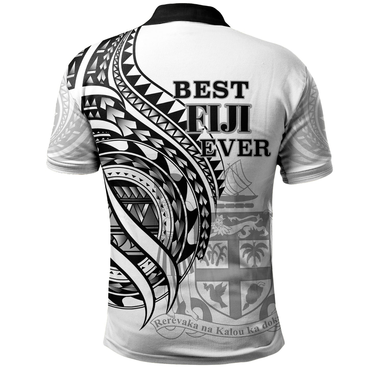Fiji Polo Shirt - Black Color Polynesian Patterns Best Fiji Ever