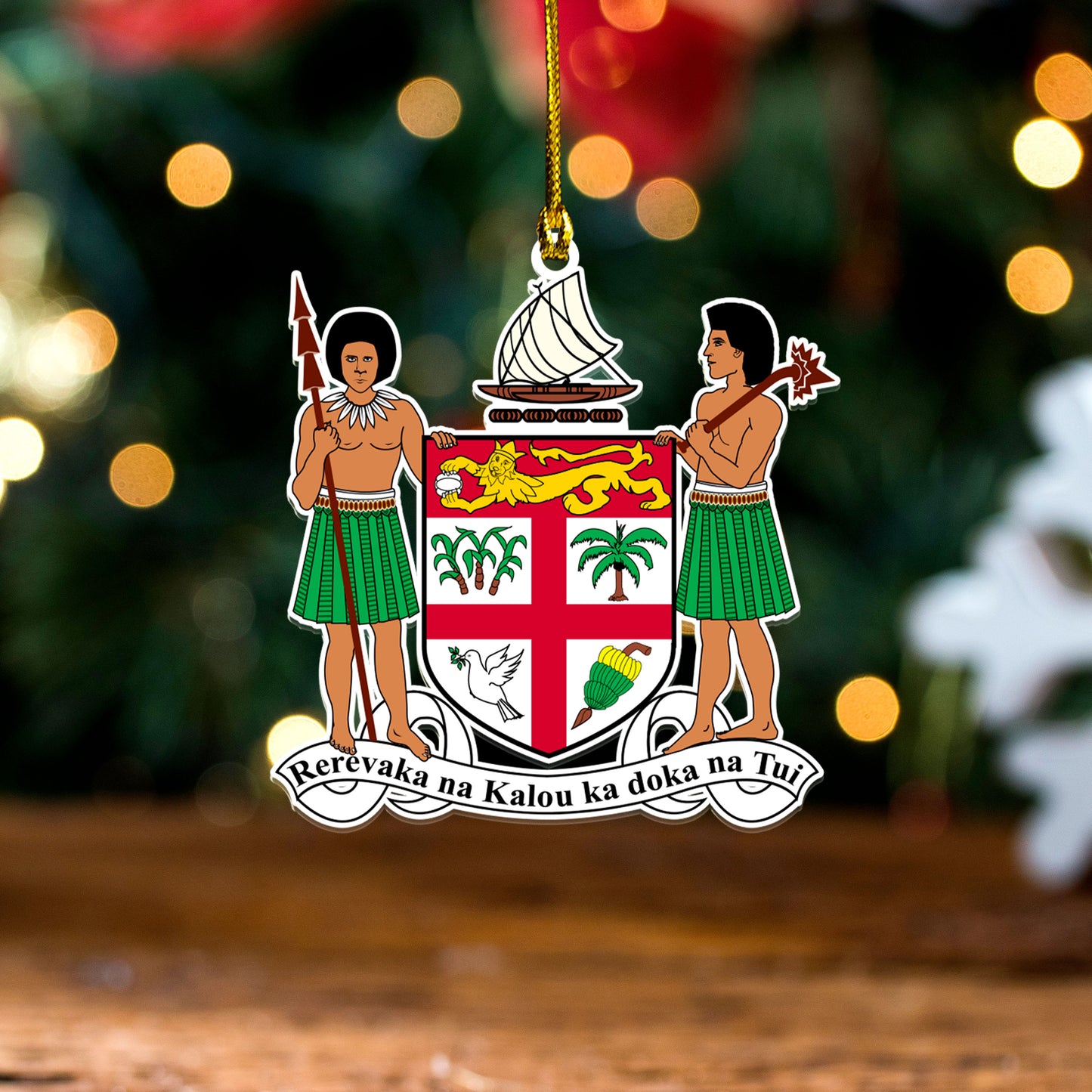 Fiji Acrylic And Wooden Ornament Coat Of Arms