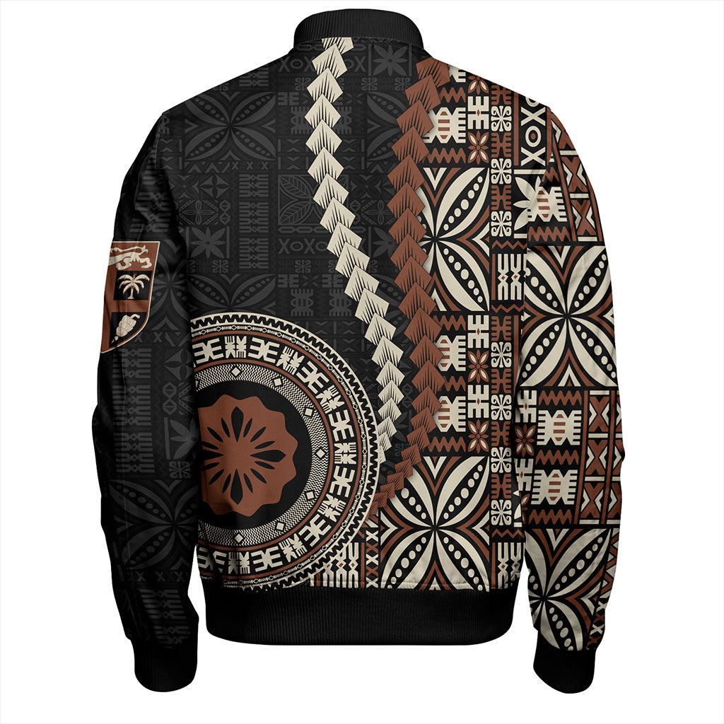 Fiji Bomber Jacket Kesakesa Masi Diamond Tapa Tribal