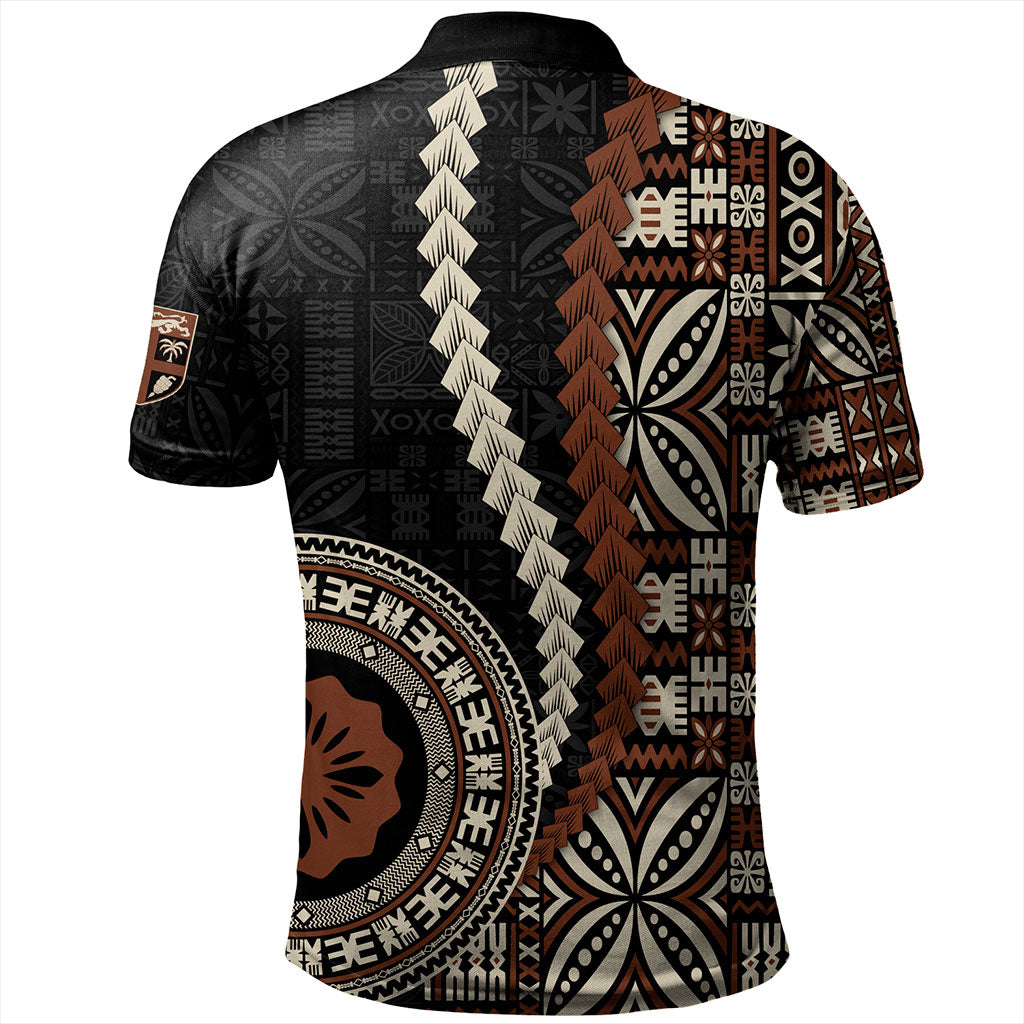 Fiji Polo Shirt Kesakesa Masi Diamond Tapa Tribal