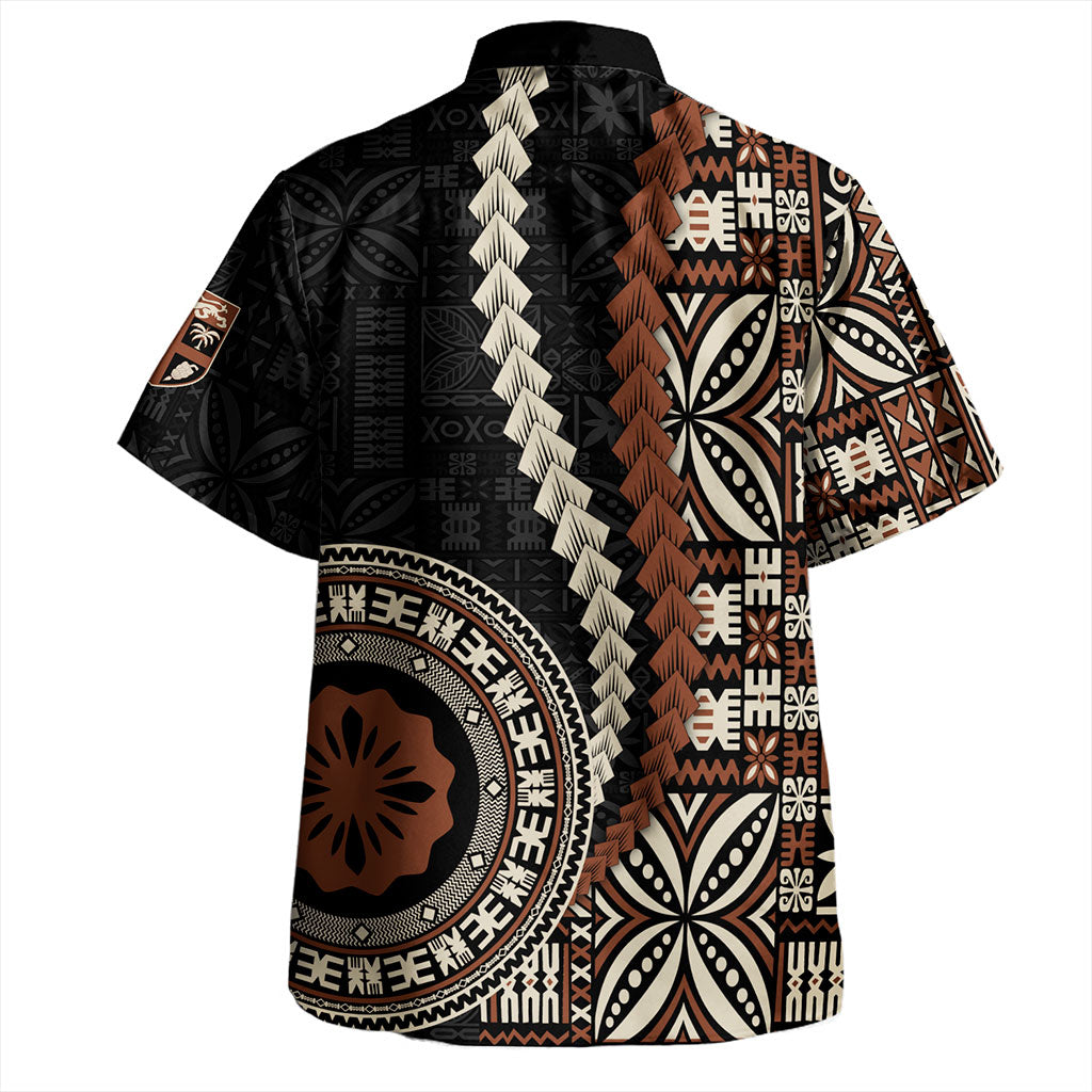Fiji Hawaiian Shirt Flag With Bula Pattern Brown Style