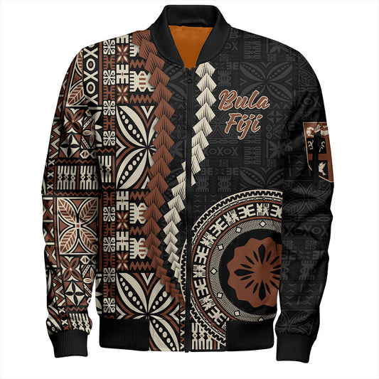 Fiji Bomber Jacket Kesakesa Masi Diamond Tapa Tribal