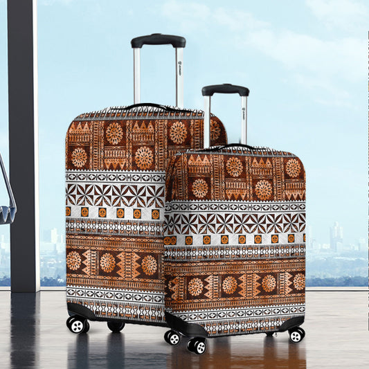Fiji Luggage Cover Fijian Tapa Pattens Brown Color Vintage Design