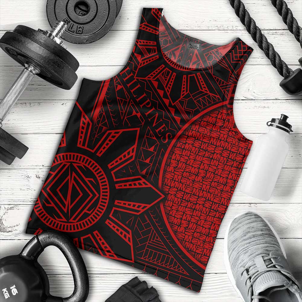 Philippines Tank Top - Filipino Pattern and Sun with Karagumoy