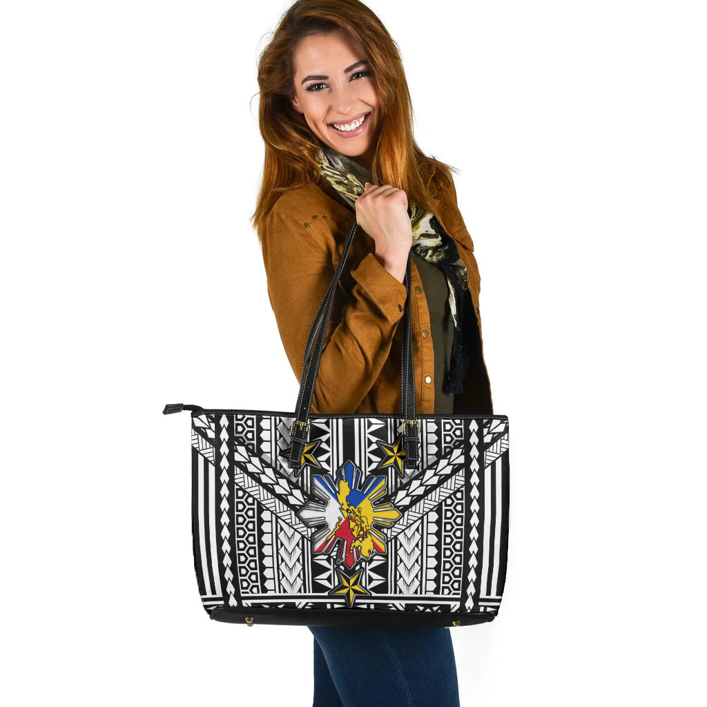 Philippines Filipino Sun And Stars Tribal Tattoo Patterns Style Leather Totes