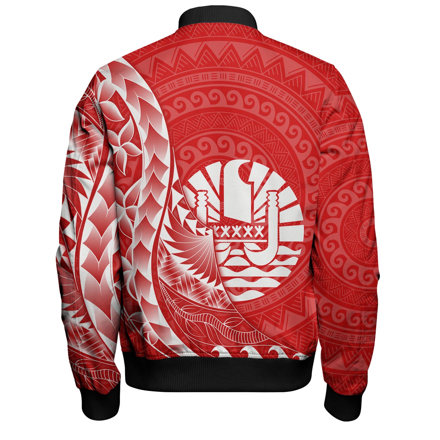 French Polynesia Custom Personalised Bomber Jacket Coat Of Arms Tribal Patterns Style
