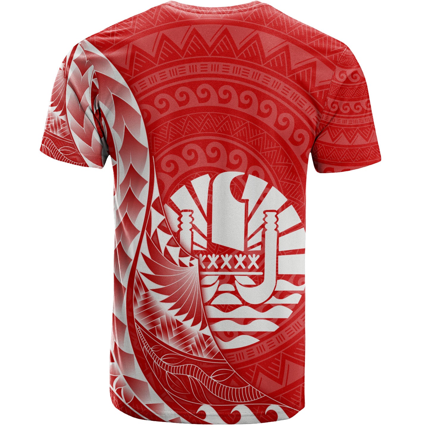 French Polynesia Custom Personalised T-Shirt Coat Of Arms Tribal Patterns Style