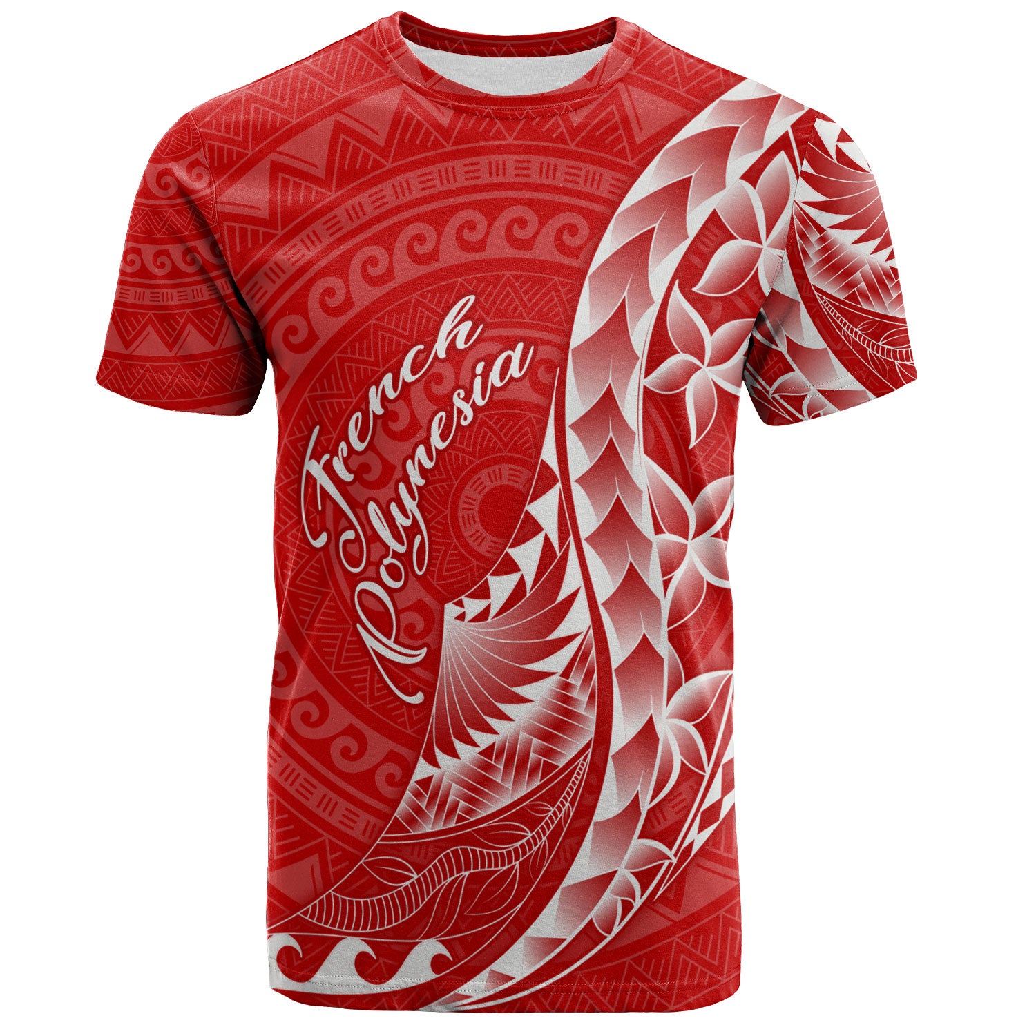French Polynesia Custom Personalised T-Shirt Coat Of Arms Tribal Patterns Style