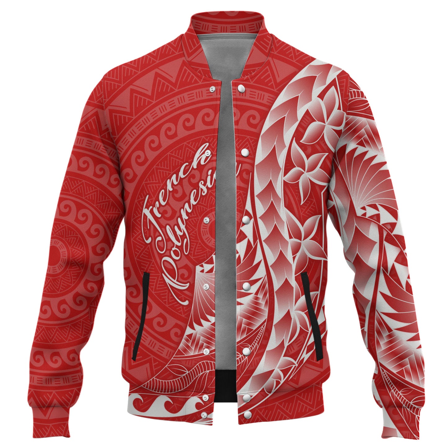 French Polynesia Custom Personalised Baseball Jacket Coat Of Arms Tribal Patterns Style