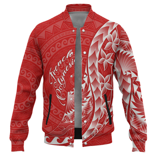 French Polynesia Custom Personalised Baseball Jacket Coat Of Arms Tribal Patterns Style