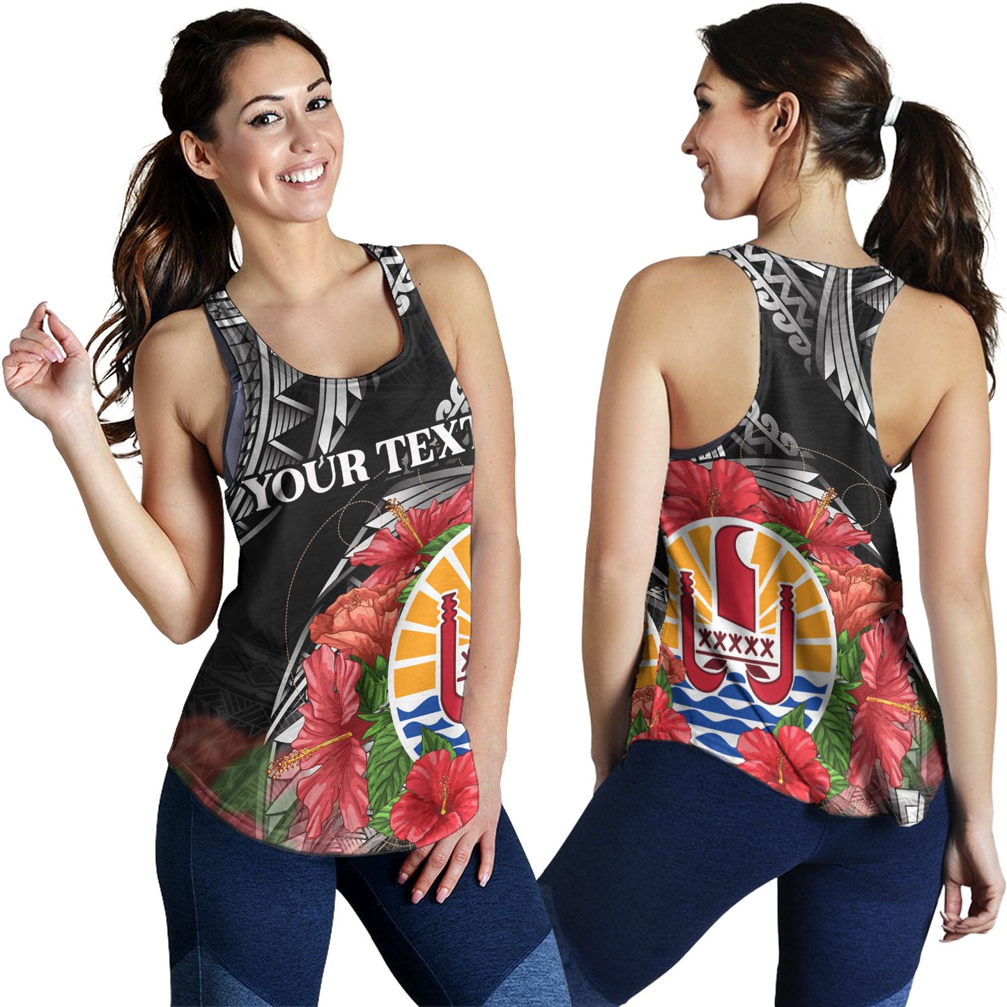 French Polynesia Custom Personalised Women Tank Seal Hibiscus Flowers Special Style