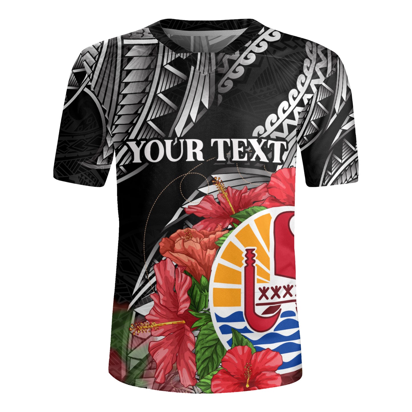 French Polynesia Custom Personalised Rugby Jersey Seal Hibiscus Flowers Special Style